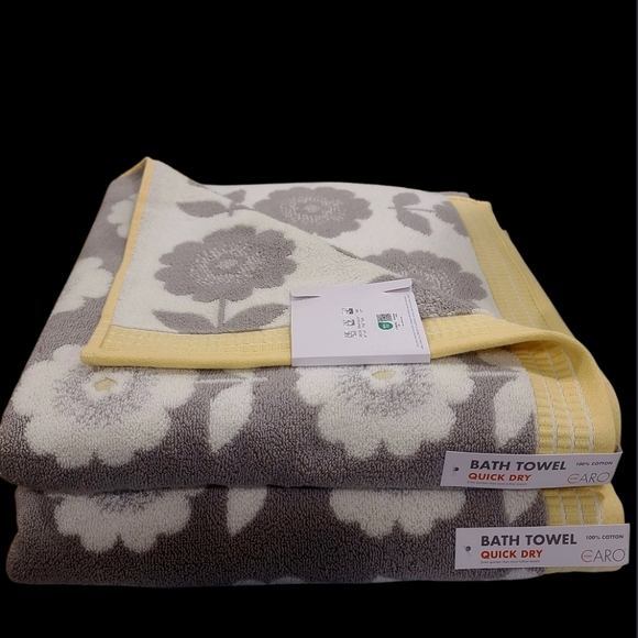 6pc Caro Home Daisy Flower Honey Gray Bath Hand Tip / Washcloth Towel Set NEW - Picture 4 of 10